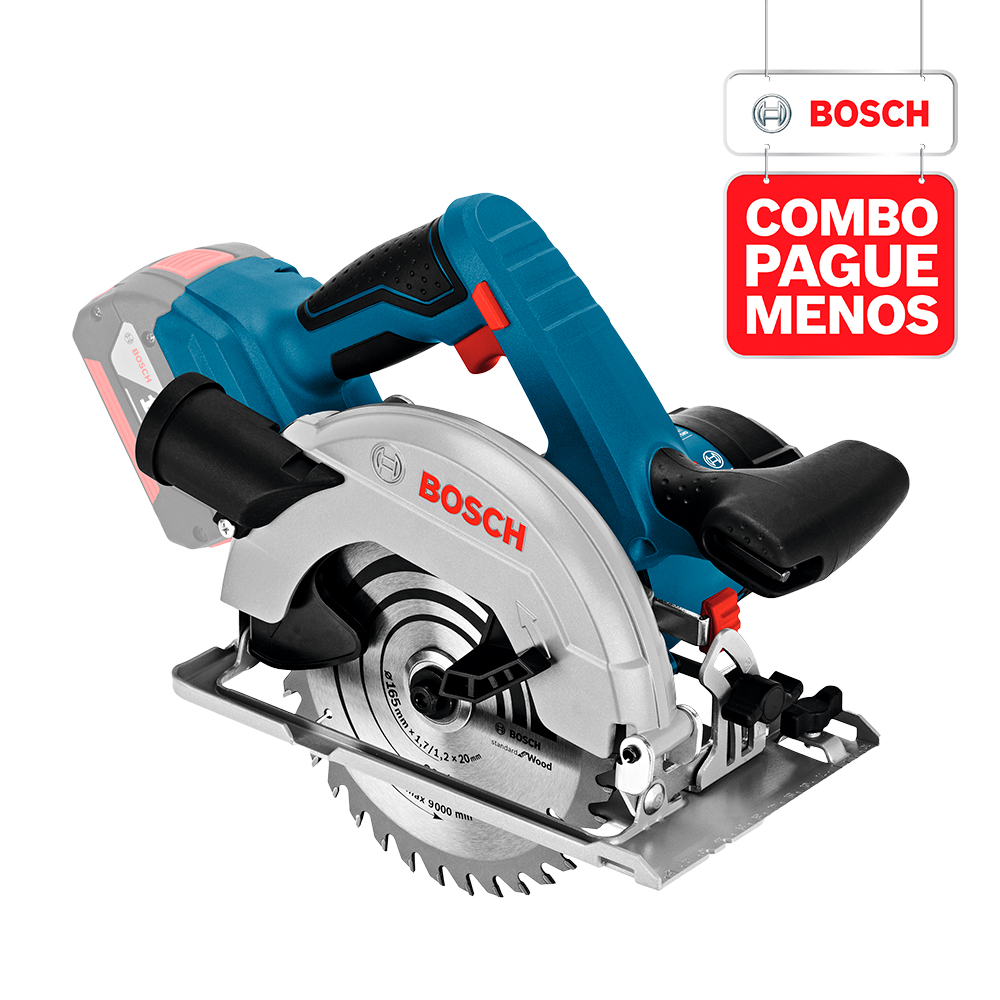 Serra Circular a Bateria Bosch GKS 18V-57 + Martelete Perfurador a Bateria GBH 180-LI SDS-Plus, com 2 baterias 18V 4,0Ah 1 carregador e 1 bolsa de transporte